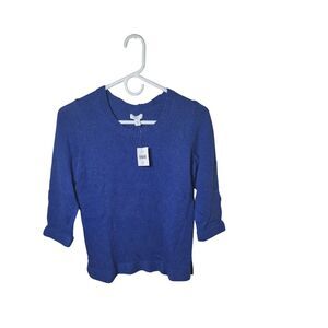 J. Jill Azul Blue Knit Top Women’s Size XSP 3/4 Sleeve NWT
